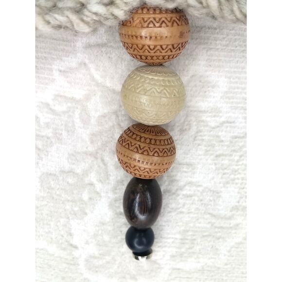 Artisan Firefly Keychain Crochet Wings Vintage Beads Earthy Bag Charm Purse - Picture 8 of 12